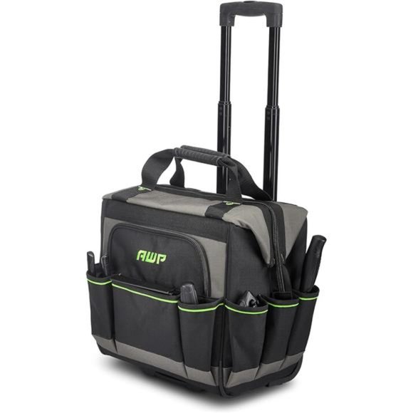 AWP Rolling 14 Inch Tool Bag with Telescoping Rubber Handle, Water-Resistant - Picture 1 of 6